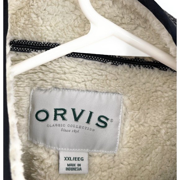 Orvis Black Faux Sherpa Lined 1/4 Quarter Zip Pullover Sweater Size XXL - Picture 4 of 7